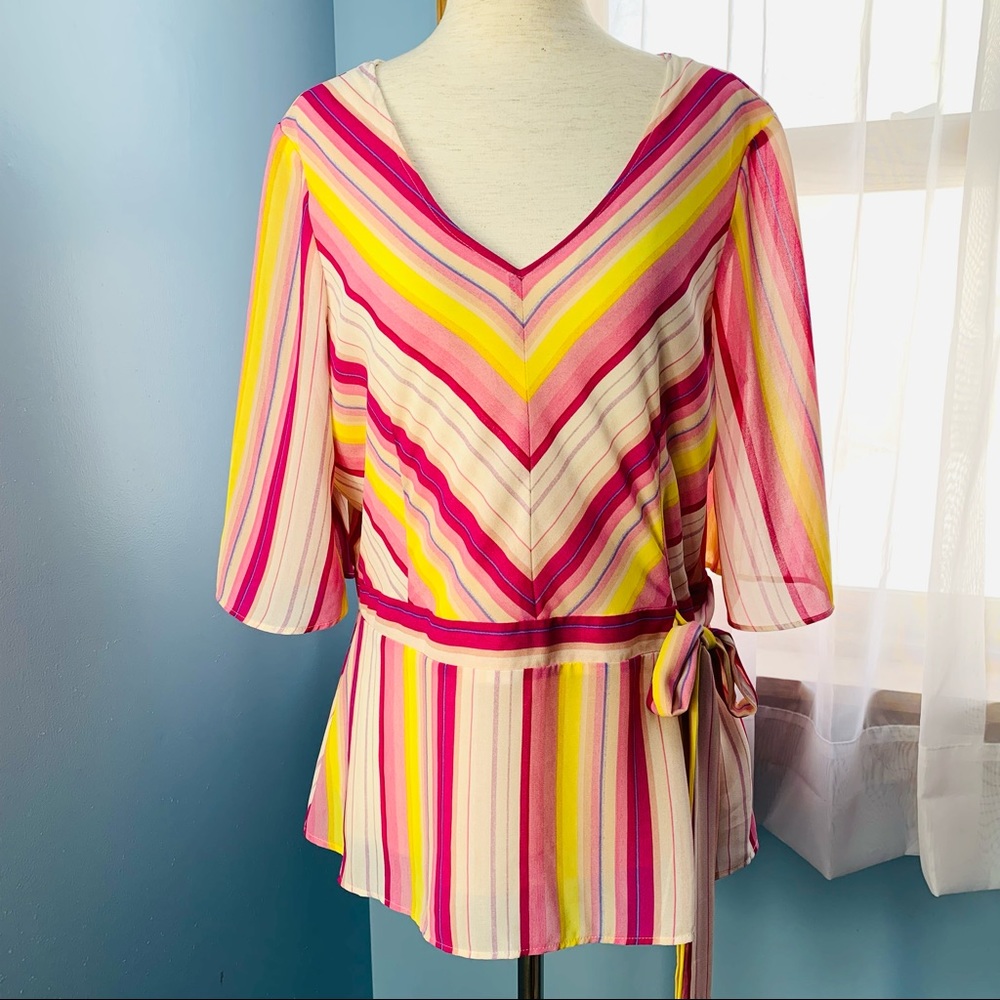 Nanette Nanette Lepore Chevron Striped Top with Tie Waist